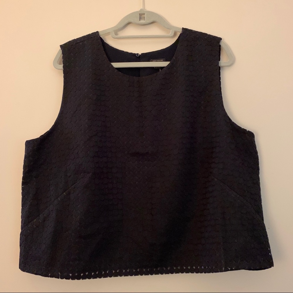 NWT Ann Taylor Sleeveless Navy Blouse